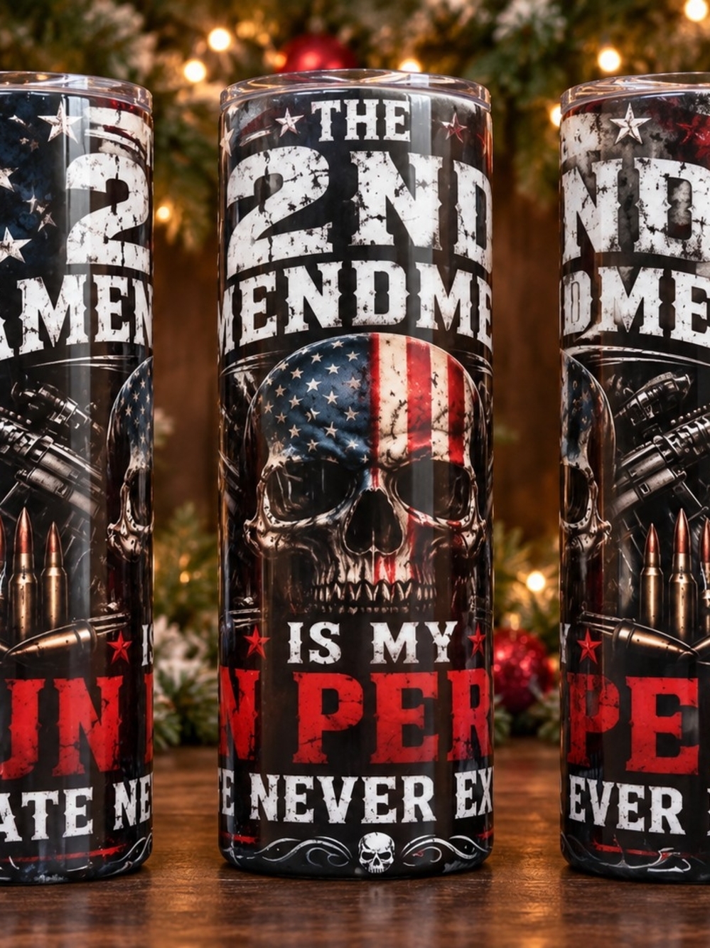 Patriotic Skull 20oz Tumbler - Black and Red